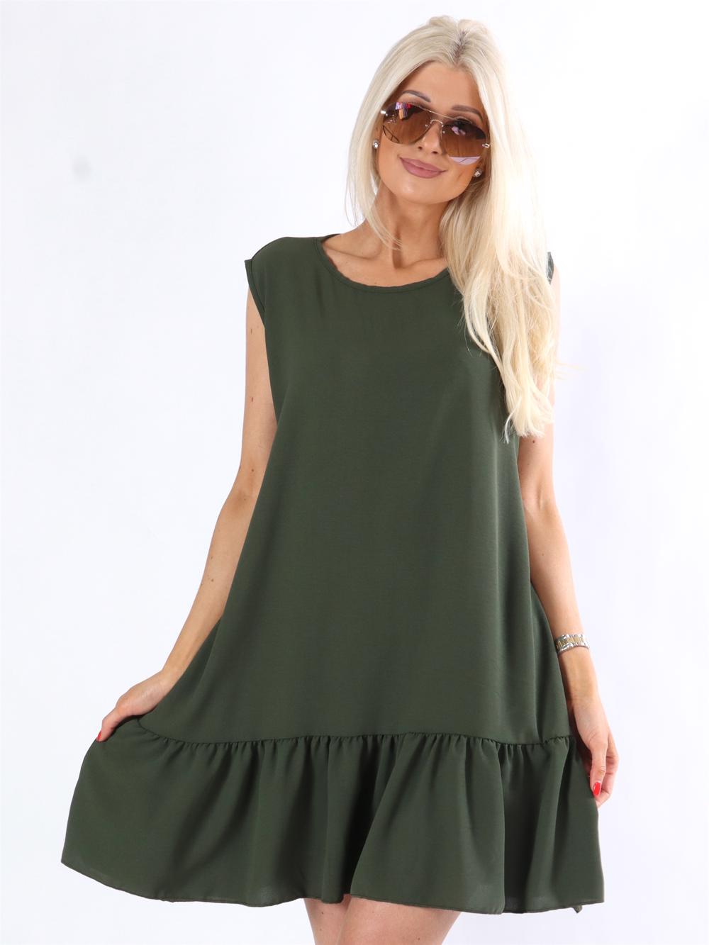 Manola - Kjole i løs pasform med flæsekant forneden